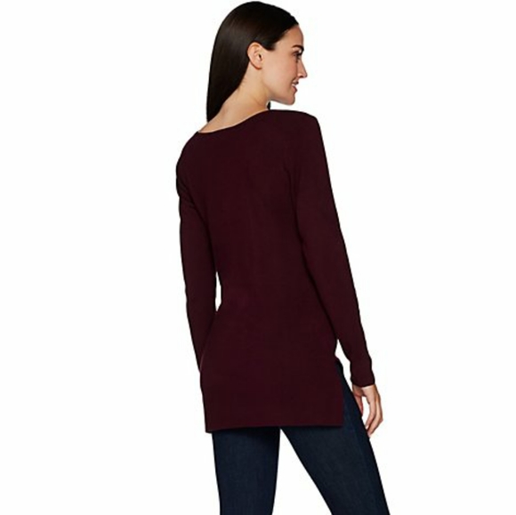 Whisper knit tunic with side slits black - Picture 2 of 2